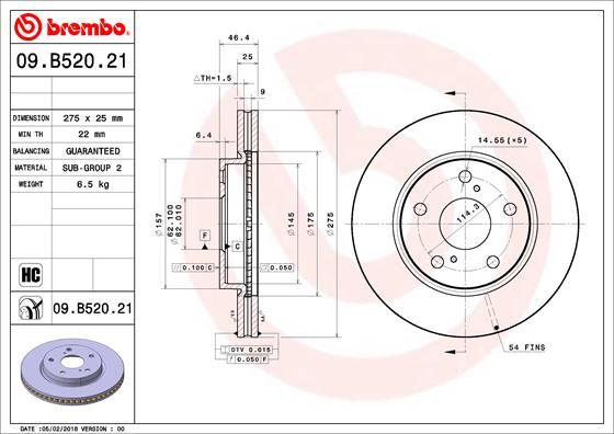 Brembo 09.B520.21 - Тормозной диск autospares.lv