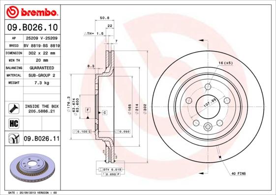 Brembo 09.B026.11 - Тормозной диск autospares.lv