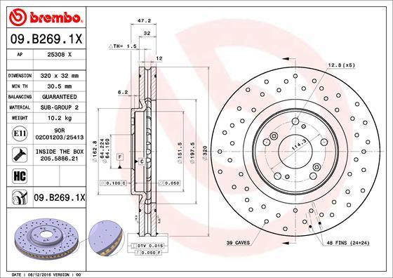 Brembo 09.B269.1X - Тормозной диск autospares.lv
