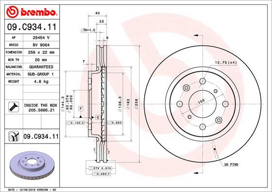 Brembo 09.C934.11 - Тормозной диск autospares.lv