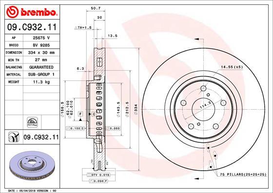 Brembo 09.C932.11 - Тормозной диск autospares.lv