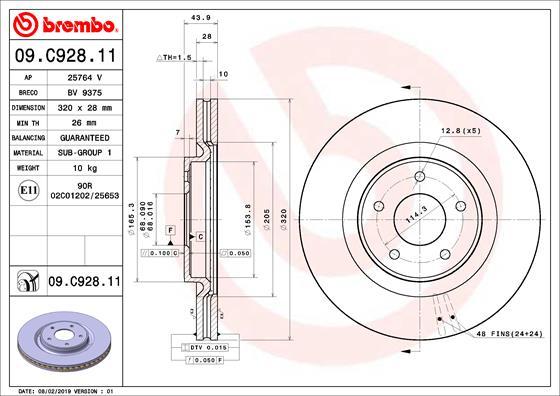 Brembo 09.C928.11 - Тормозной диск autospares.lv