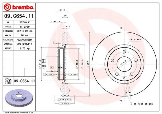 Brembo 09.C654.11 - Тормозной диск autospares.lv