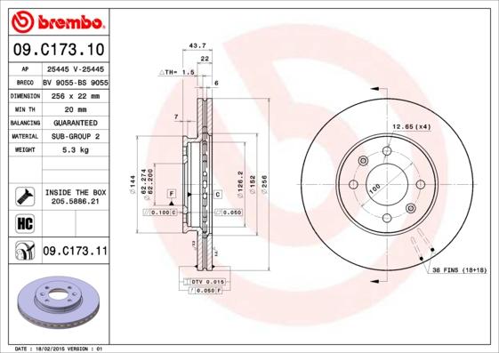Brembo 09.C173.11 - Тормозной диск autospares.lv