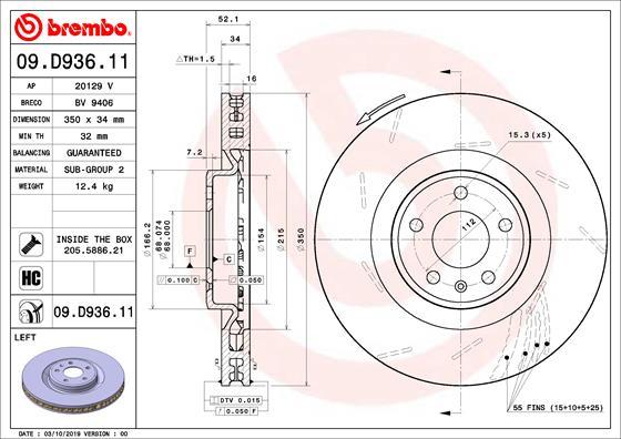 Brembo 09.D936.11 - Тормозной диск autospares.lv