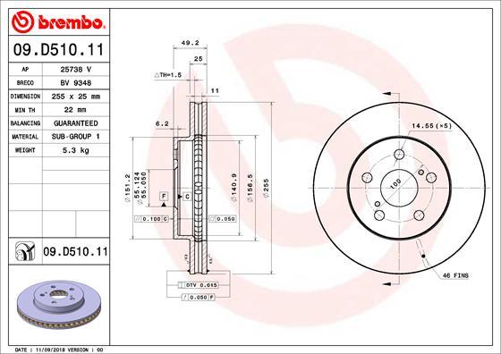 Brembo 09.D510.11 - Тормозной диск autospares.lv