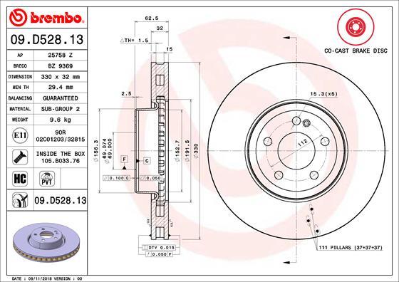 Brembo 09.D528.13 - Тормозной диск autospares.lv