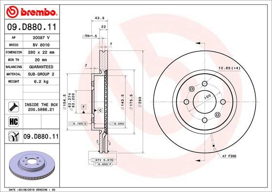 Brembo 09.D880.11 - Тормозной диск autospares.lv