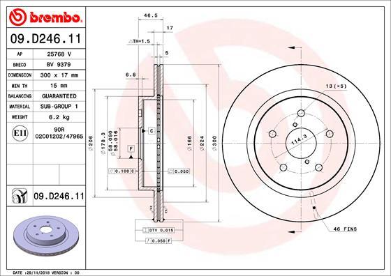 Brembo 09.D246.11 - Тормозной диск autospares.lv