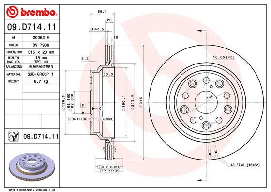 Brembo 09.D714.11 - Тормозной диск autospares.lv