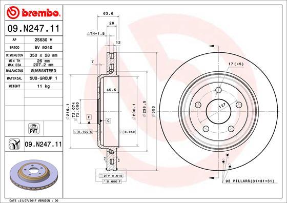 Brembo 09.N247.11 - Тормозной диск autospares.lv