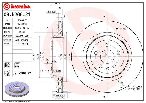 Brembo 09.N266.21 - Тормозной диск autospares.lv