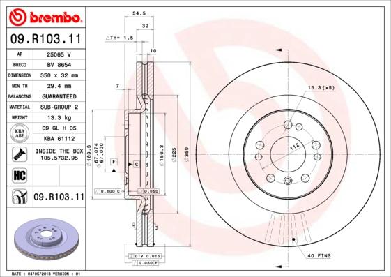 Brembo 09.R103.11 - Тормозной диск autospares.lv