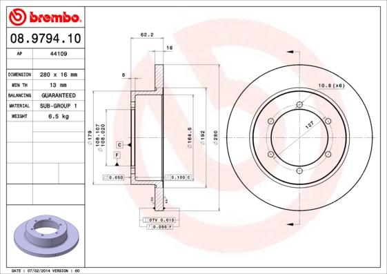 Brembo 08.9794.10 - Тормозной диск autospares.lv
