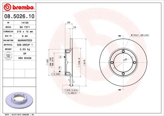 Brembo 08.5026.10 - Тормозной диск autospares.lv