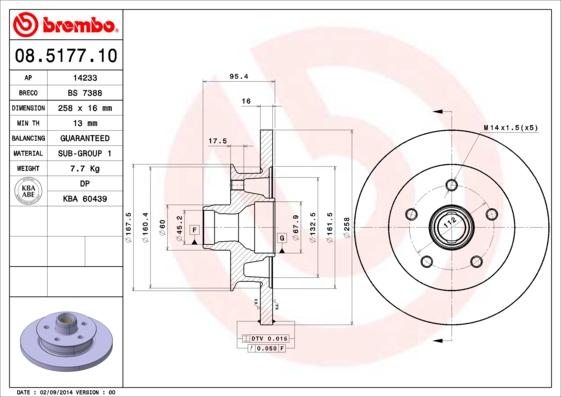 Brembo 08.5177.10 - Тормозной диск autospares.lv