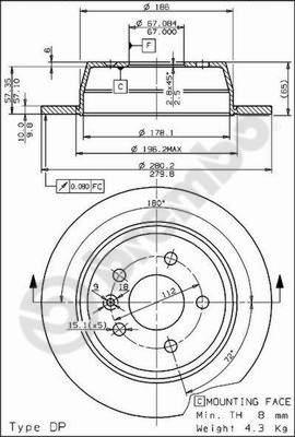 Brembo 08.6968.10 - Тормозной диск autospares.lv