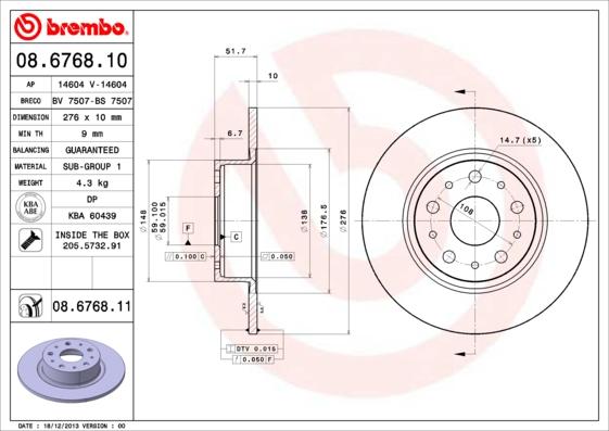 Brembo 08.6768.11 - Тормозной диск autospares.lv