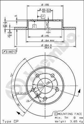 Brembo 08.7627.75 - Тормозной диск autospares.lv