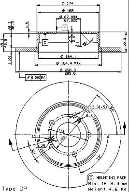 Brembo 08.7211.76 - Тормозной диск autospares.lv