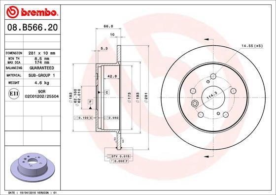 Brembo 08.B566.21 - Тормозной диск autospares.lv