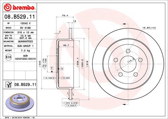 Brembo 08.B529.11 - Тормозной диск autospares.lv