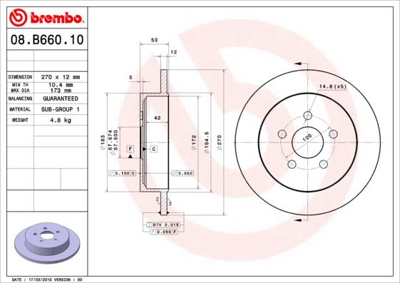 Brembo 08.B660.10 - Тормозной диск autospares.lv