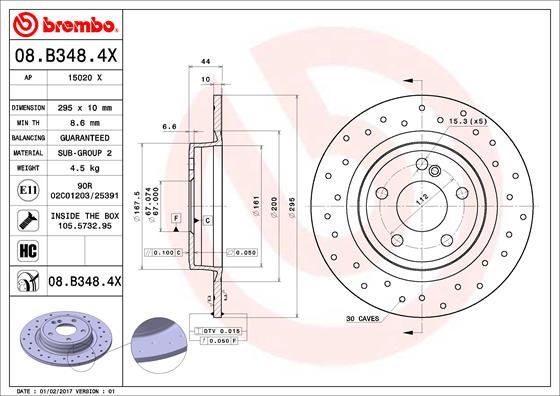 Brembo 08.B348.4X - Тормозной диск autospares.lv