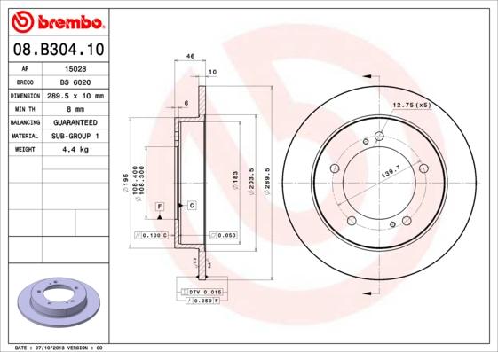 Brembo 08.B304.10 - Тормозной диск autospares.lv