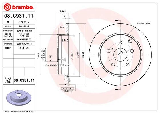 Brembo 08.C931.11 - Тормозной диск autospares.lv