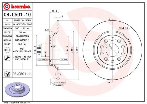 Brembo 08.C501.11 - Тормозной диск autospares.lv