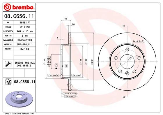 Brembo 08.C656.11 - Тормозной диск autospares.lv