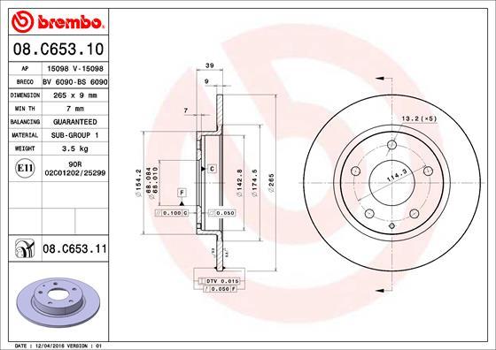 Brembo 08.C653.11 - Тормозной диск autospares.lv