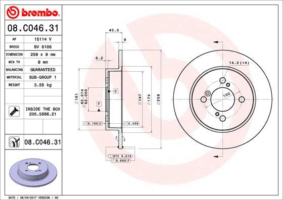 Brembo 08.C046.31 - Тормозной диск autospares.lv