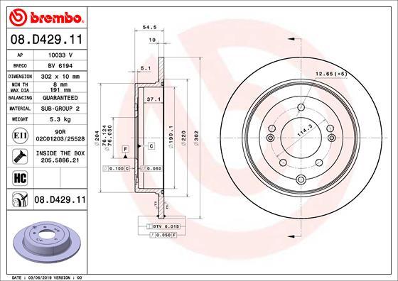 Brembo 08.D429.11 - Тормозной диск autospares.lv