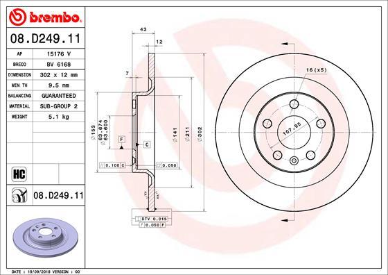 Brembo 08.D249.11 - Тормозной диск autospares.lv