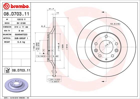 Brembo 08.D703.11 - Тормозной диск autospares.lv