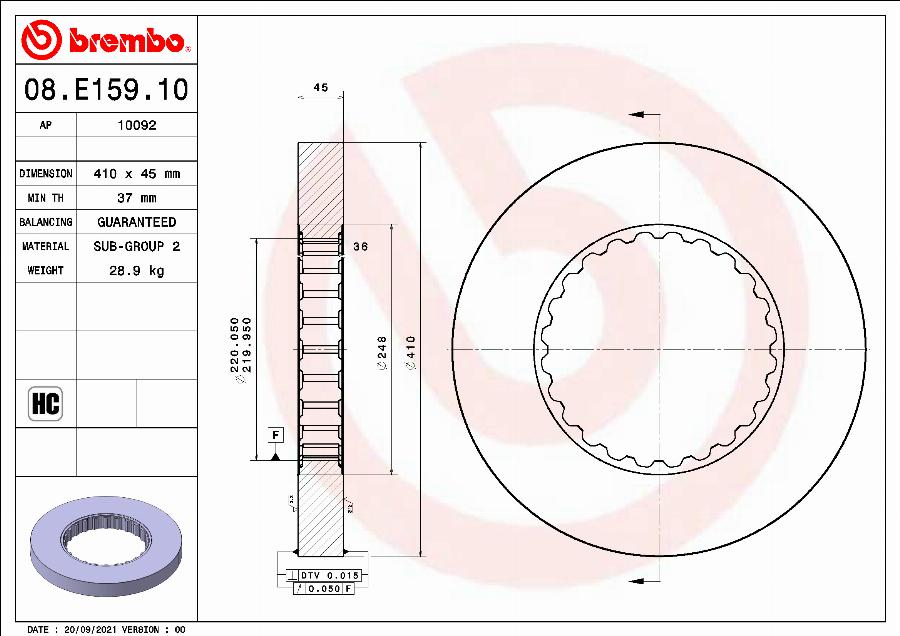 Brembo 08.E159.10 - Тормозной диск autospares.lv