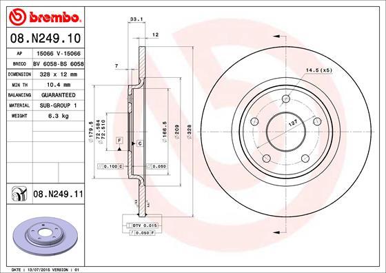 Brembo 08.N249.11 - Тормозной диск autospares.lv
