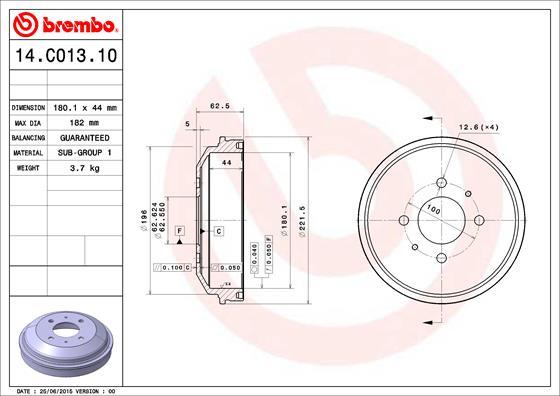 Brembo 14.C013.10 - Тормозной барабан autospares.lv