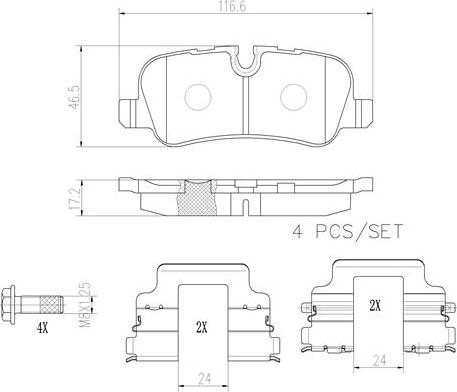 Brembo P44019N - Тормозные колодки, дисковые, комплект autospares.lv