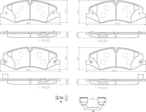 Brembo P44022N - Тормозные колодки, дисковые, комплект autospares.lv