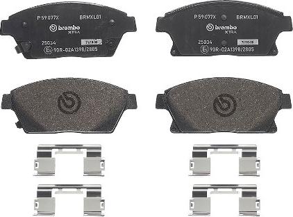 Brembo P 59 077X - Тормозные колодки, дисковые, комплект autospares.lv