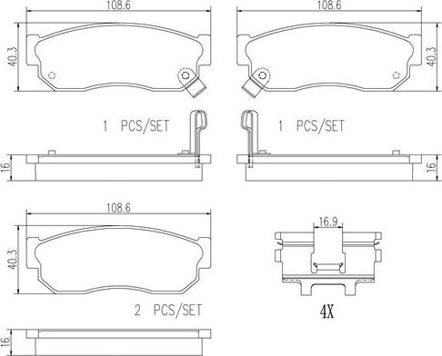 Brembo P56073N - Тормозные колодки, дисковые, комплект autospares.lv