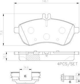 Brembo P50067N - Тормозные колодки, дисковые, комплект autospares.lv