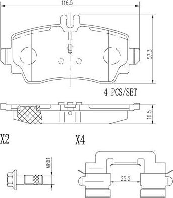 Brembo P50035N - Тормозные колодки, дисковые, комплект autospares.lv