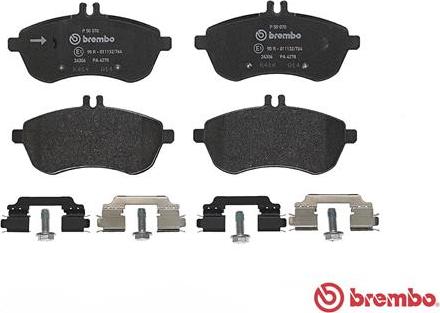 Brembo P 50 070 - Тормозные колодки, дисковые, комплект autospares.lv