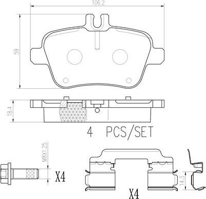 Brembo P50135N - Тормозные колодки, дисковые, комплект autospares.lv