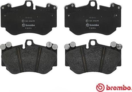 Brembo P 65 016 - Тормозные колодки, дисковые, комплект autospares.lv