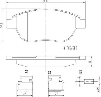 Brembo P61068N - Тормозные колодки, дисковые, комплект autospares.lv